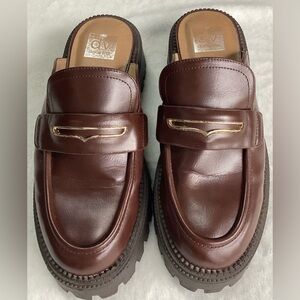 Dolce Vita Ladies Brown Lug Loafer Slip-On Casual Shoes W Gold Accents Size 9